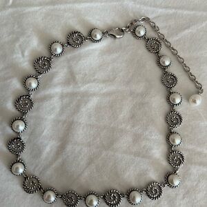 Honora Freshwater Pearl and Silver and Swirl Necklace